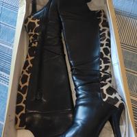 Stivali da donna in pelle e  cavallino