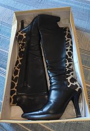 Stivali da donna in pelle e  cavallino