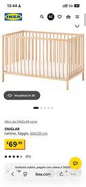 Lettino culla ikea sniglar con materasso e