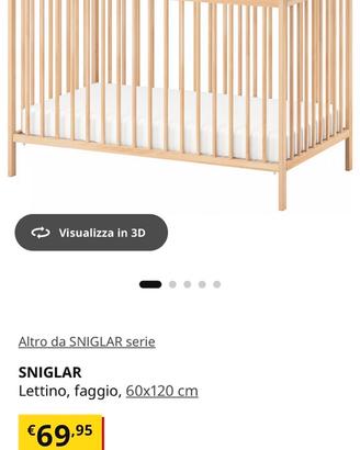 Lettino culla ikea sniglar con materasso e