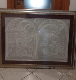 Quadro uncinetto fatto a mano 120X87 con cornice