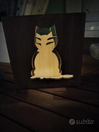 lampada a pile da tavolino forma gatto