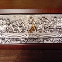 Fermacarte "L'ultima cena" legno argento
