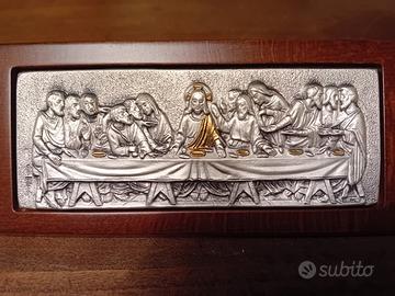 Fermacarte "L'ultima cena" legno argento