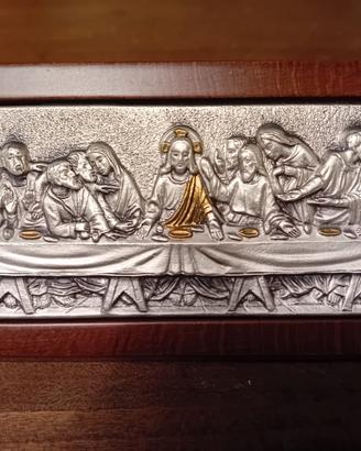 Fermacarte "L'ultima cena" legno argento