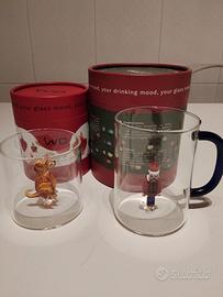 bicchiere e tazza in vetro 