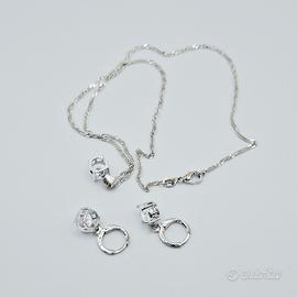 collana e orecchini argento punto luce zirconia 