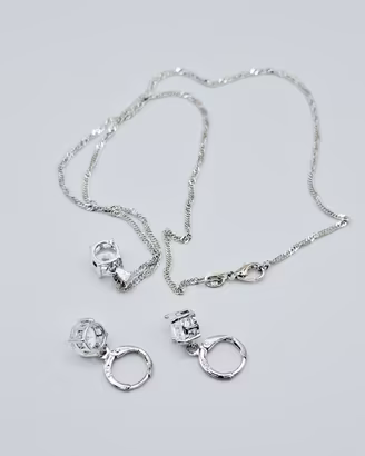 collana e orecchini argento punto luce zirconia 