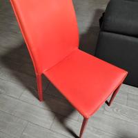 6 sedie rosse in ecopelle 