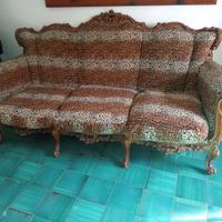 Divano vintage barocco / tessuto leopardato 195cm