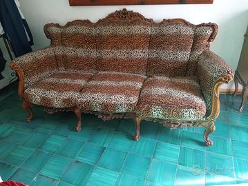 Divano vintage barocco / tessuto leopardato 195cm
