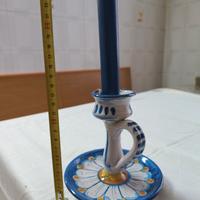 bugia in ceramica con manico porta candela 