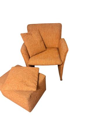 Poltrona arancio + pouf rotelle sfoderabile relax
