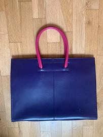 Borsa Daniela Moda in pelle viola rosa manici donn