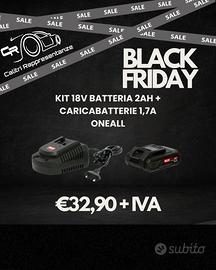 Kit 18V batteria 2AH+caricabatterie 1,7A ONEALL