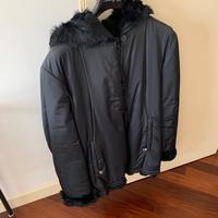 Giubbotto nero nylon foderato di lapin