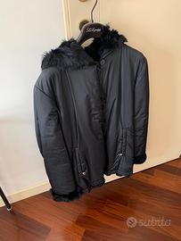 Giubbotto nero nylon foderato di lapin