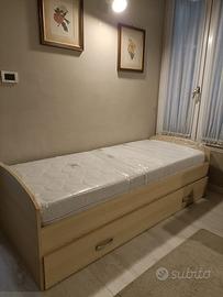 Letto singolo cassetti + materasso memory nuovo