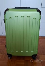 Valigia trolley media rigida verde nera