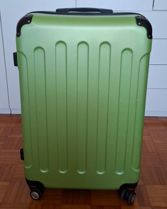 Valigia trolley media rigida verde nera