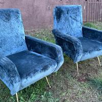 Coppia di poltrone anni 60 rifoderate