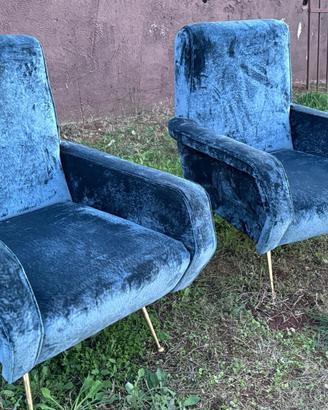 Coppia di poltrone anni 60 rifoderate