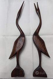 statuette gru in legno massello