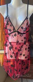 Lingerie. Camicia da notte, rossa/nera. Taglia XL