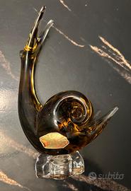 Scultura a forma di lumaca in vetro di murano 