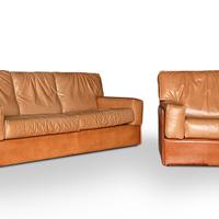 Divano con Poltrona pelle vintage design anni '70