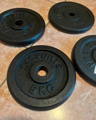 Dischi da 5kg ferro ghisa palestra + kettlebell