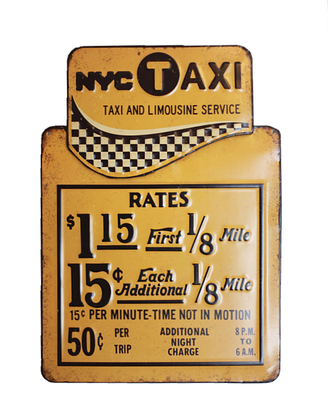 Cartello Tariffe Taxi NYC