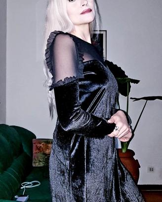 Mini abito vestito donna velluto nero Tezenis