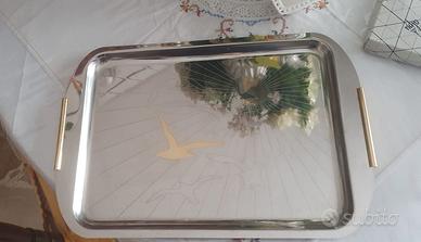 Vassoio Placcato Oro con Gabbiani NUOVO