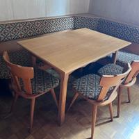 Panca angolare legno massiccio con sedie e tavolo