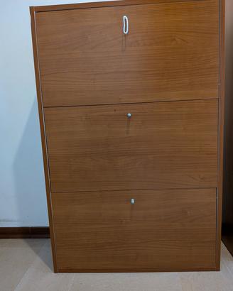 Scarpiera salvaspazio 3 ante - Legno Noce/Ciliegio