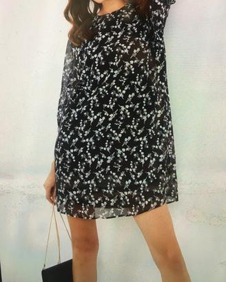 Abito casual vestito Milan Kiss nero bianco fiori