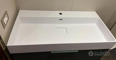 Lavabo rettangolare in resina bianco opaco