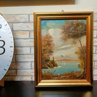 Antico dipinto ad olio su tavola italiano firmato