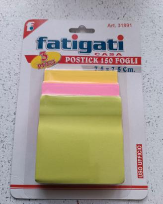 Postick 150 fogli Fatigati post-it 3 pezzi 150 fog
