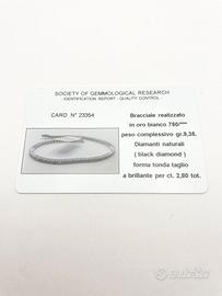 tennis oro 18KT con diamanti neri ct 2.80 totali