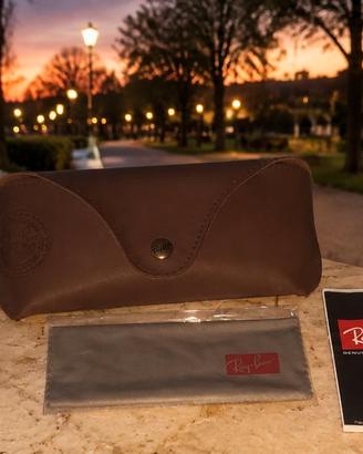 💯Ray-Ban Custodia Marrone Originale con Panno