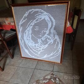 Quadro filet Madonna con bambino