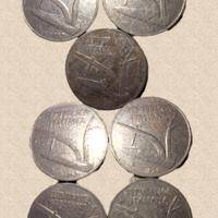 7 monete 10 lire spighe 1953