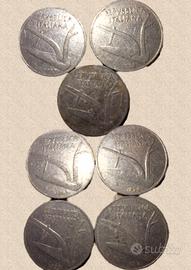 7 monete 10 lire spighe 1953