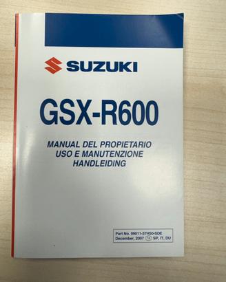 Libretto uso e mautenzione Suzuki Gsx-R 600