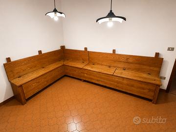 Cassapanca angolare in rovere con 4 contenitori