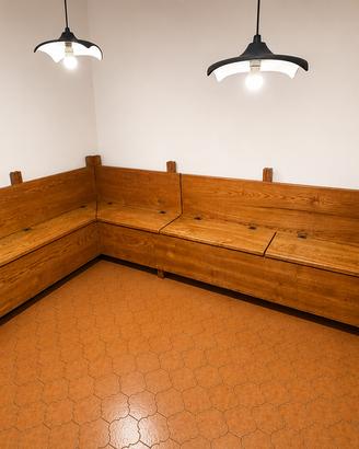 Cassapanca angolare in rovere con 4 contenitori