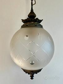 Lampada vetro Murano anni 50 bronzo