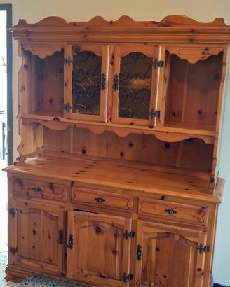 🏡 CREDENZA RUSTICA IN LEGNO CON VETRINA 